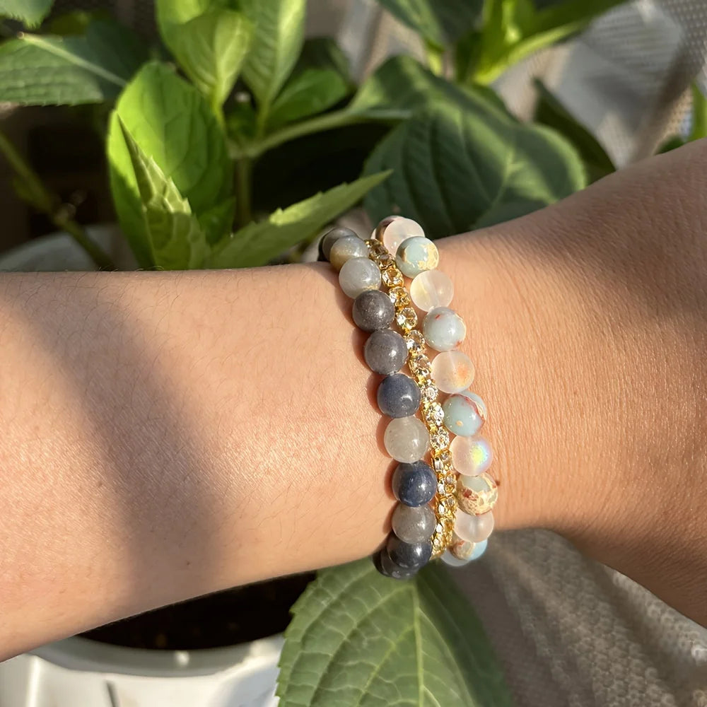 AVERLLA™ Aura Quartz & Ocean Sediment Beaded Bracelet