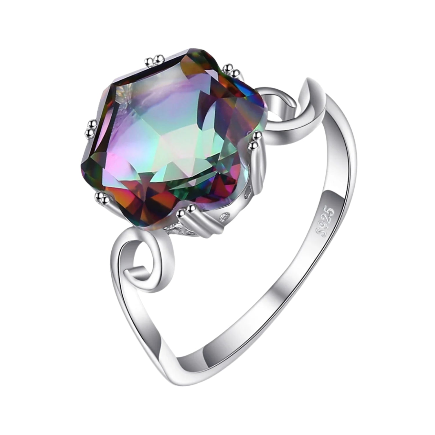 AVERLLA™ Mystic Quartz Floral Silver Ring