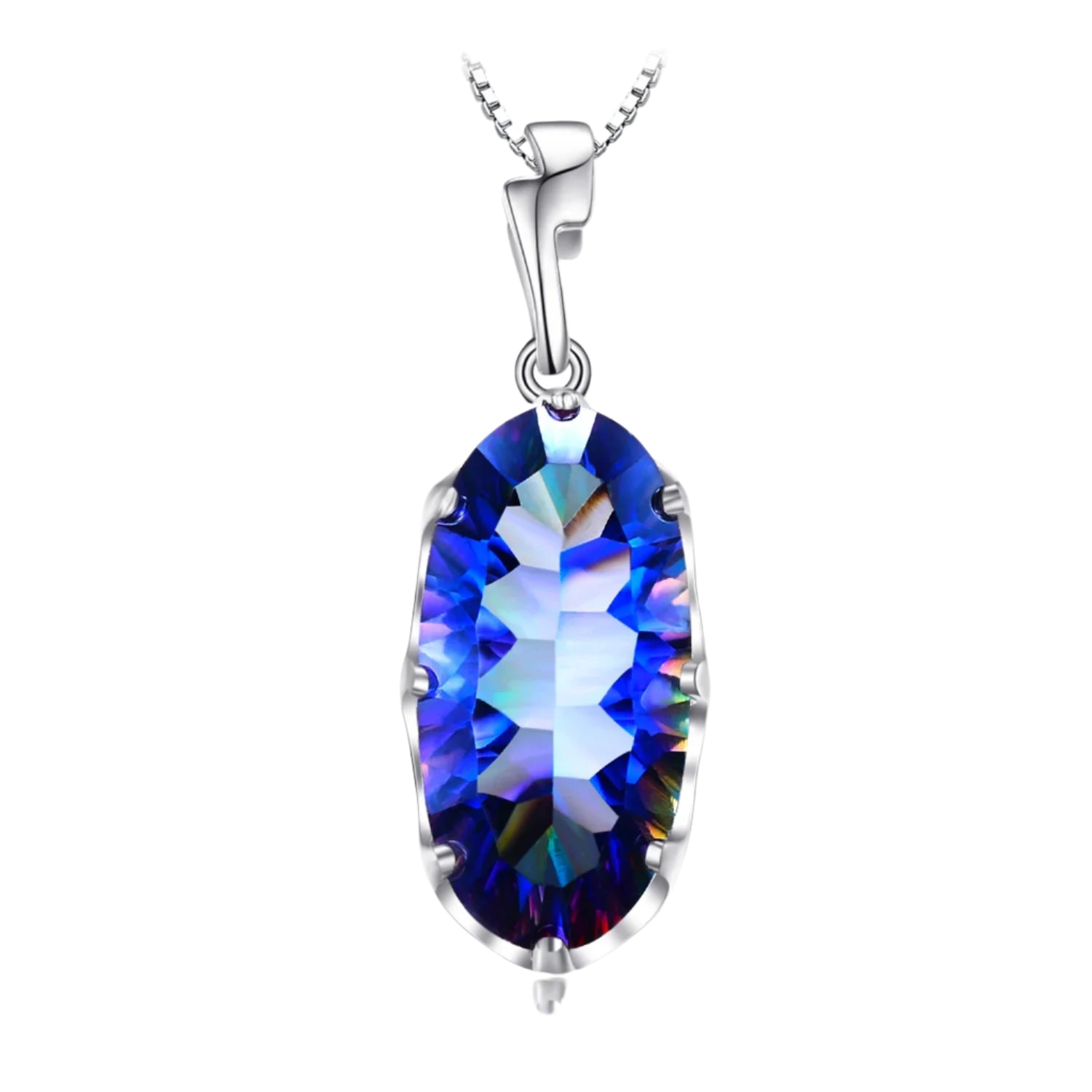 AVERLLA™ 11.8ct Mystical Blue Rainbow Topaz Silver Pendant