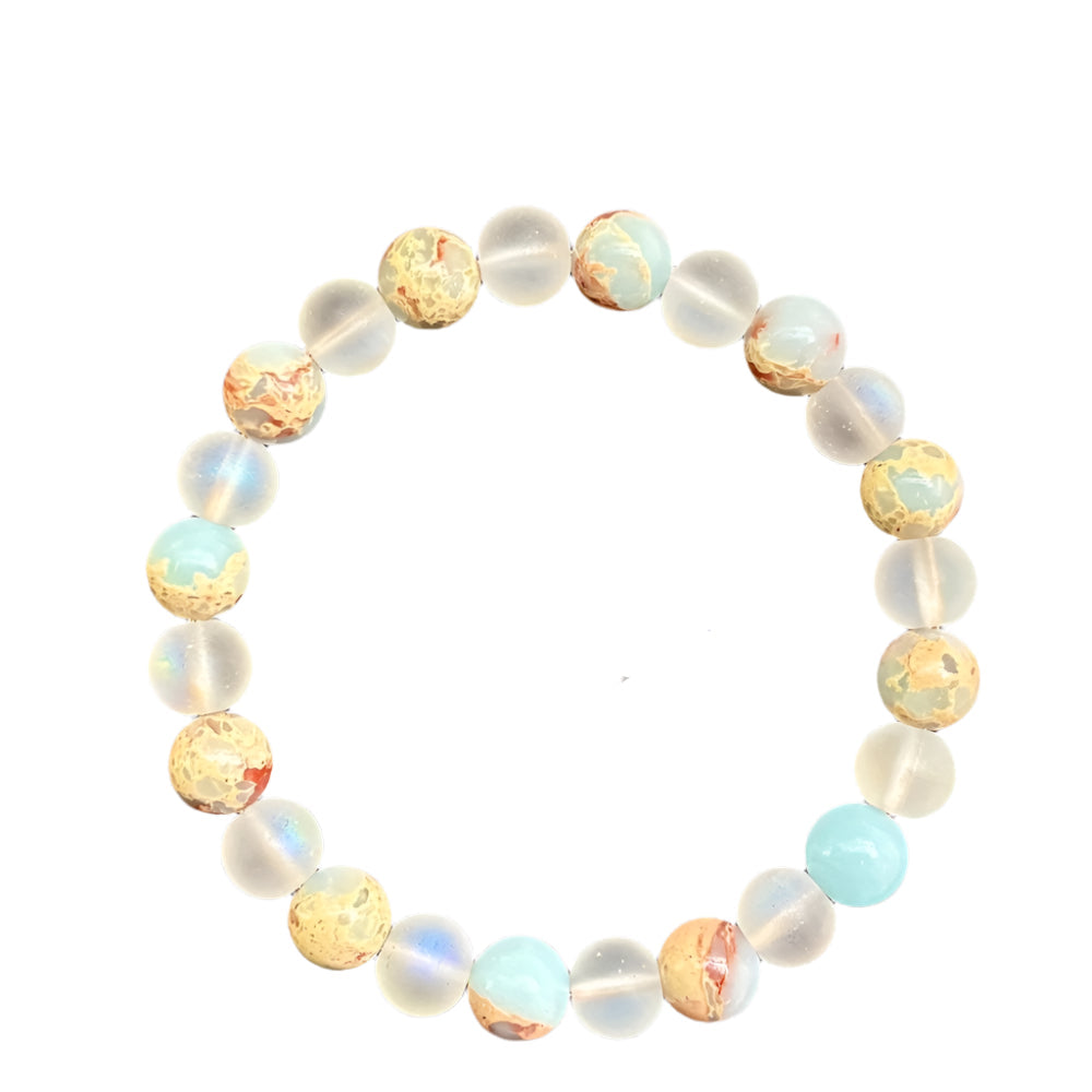 AVERLLA™ Aura Quartz & Ocean Sediment Beaded Bracelet