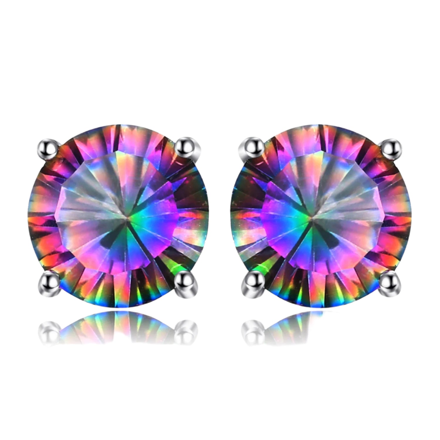 AVERLLA™ Radiant Rainbow Mystic Quartz Stud Earrings – 925 Sterling Silver Gemstone Jewelry