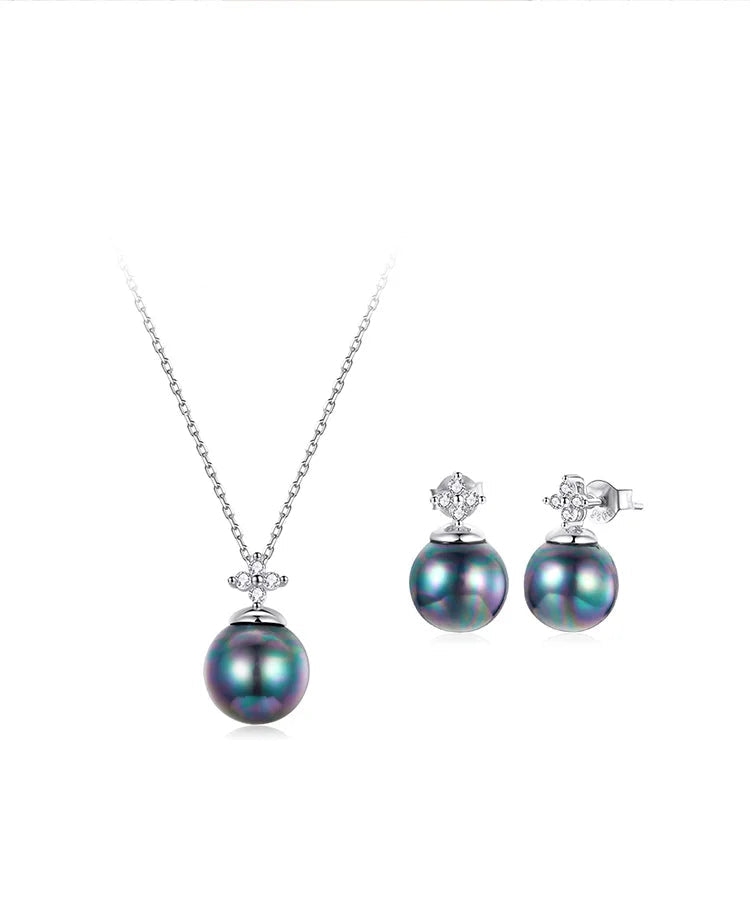 AVERLLA™ 925 Sterling Silver Elegant Black Pearl Jewelry Set