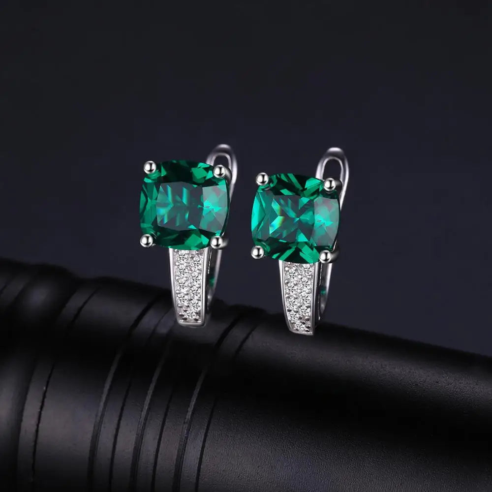 AVERLLA™ Luxe Gemstone Hoop Earrings – Simulated Nano Emerald, Created Ruby & Sapphire in 925 Sterling Silver