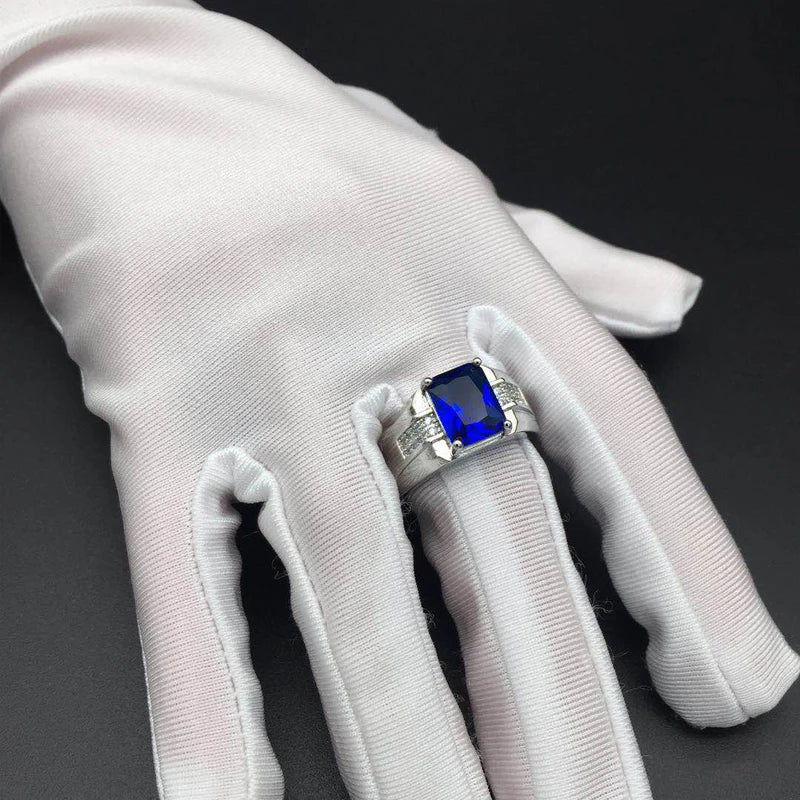 AVERLLA™ Sapphire Rectangle 925 Silver Men’s Ring