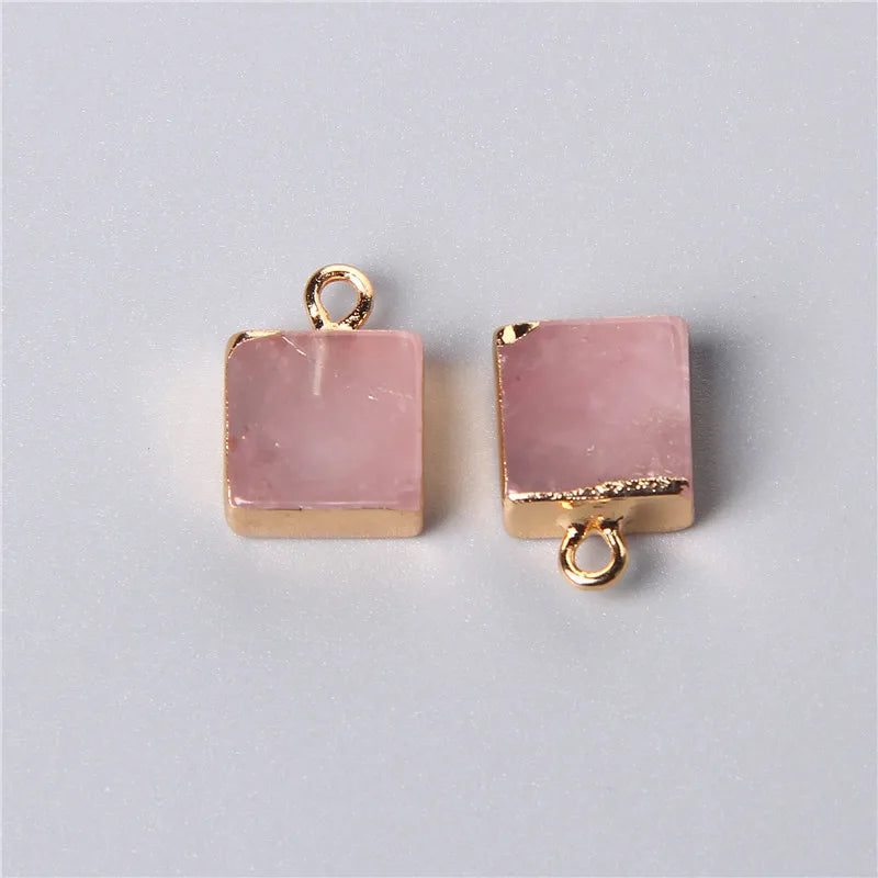 AVERLLA™  Natural Triangle Square Cube Pink Rose Quartzs