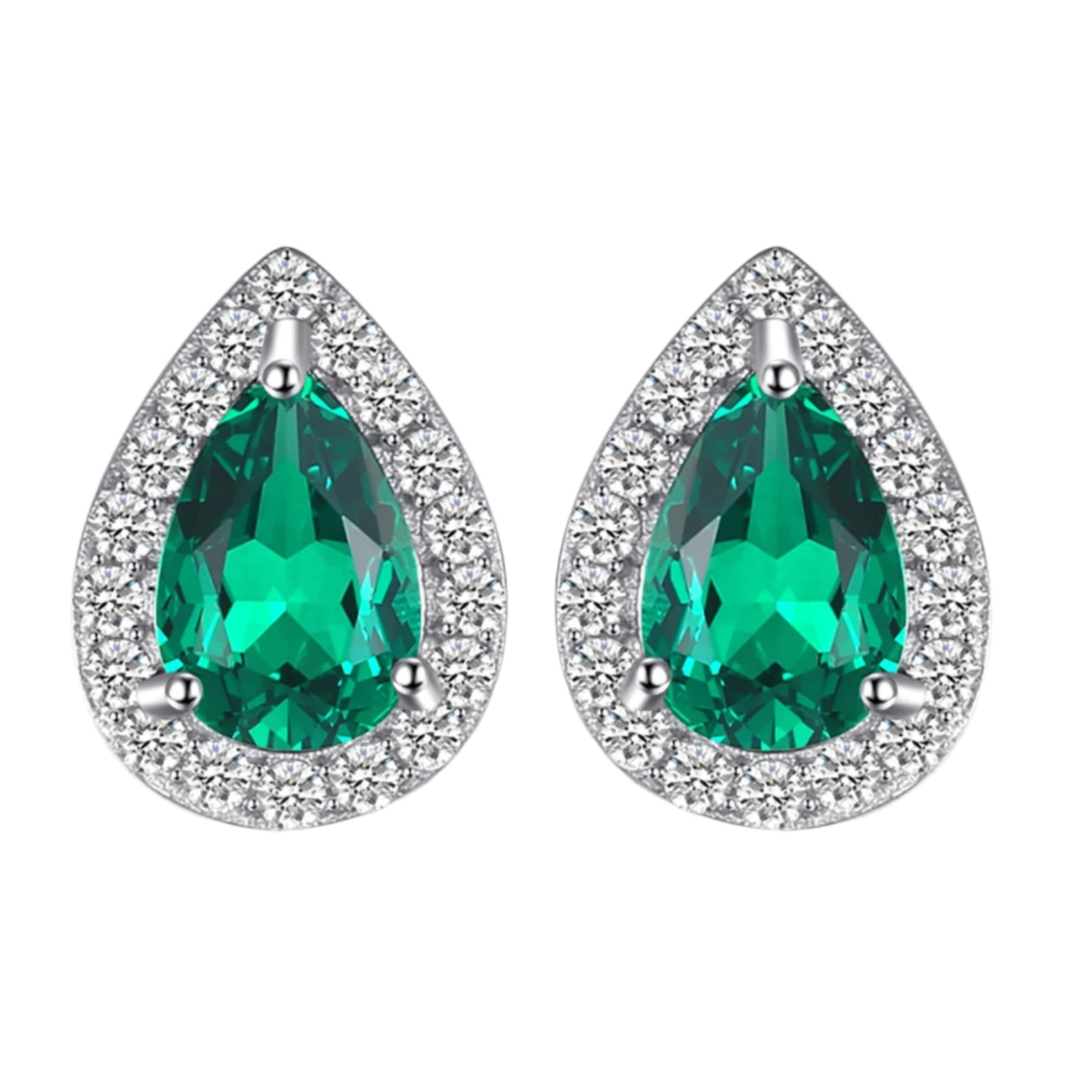 AVERLLA™ Radiant Pear Green Nano Emerald Stud Earrings