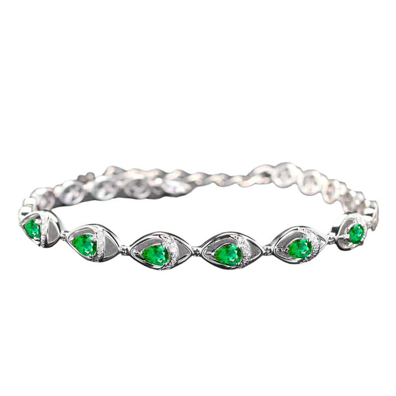 AVERLLA™ Radiant Elegance Emerald Drop 925 Silver Bracelet