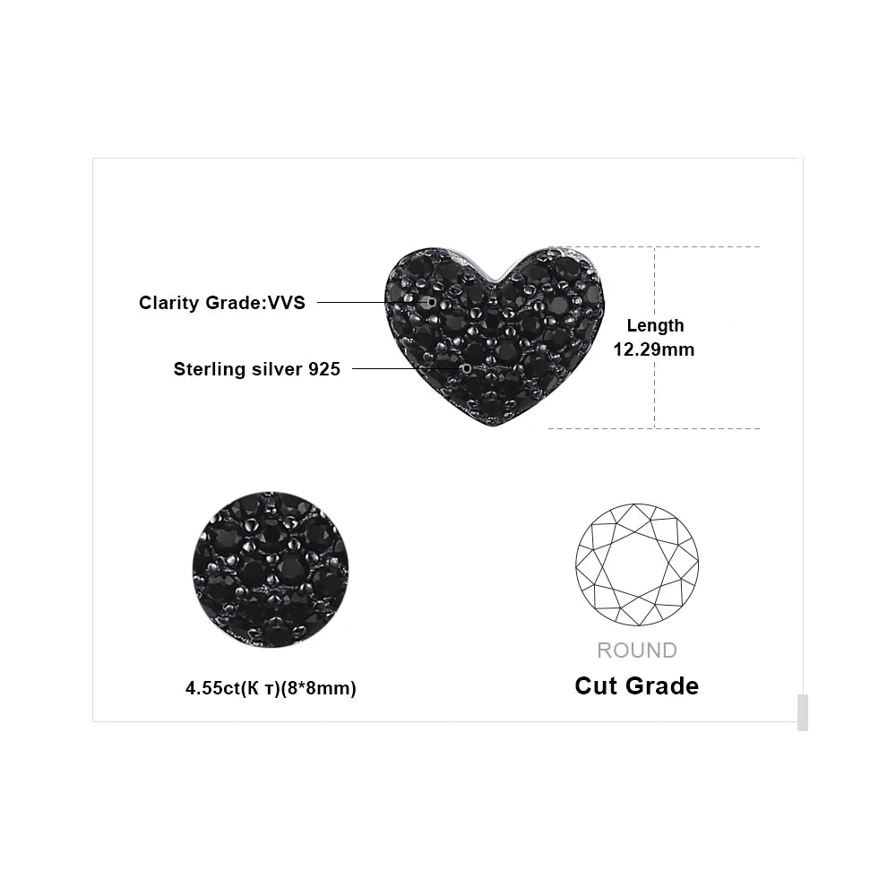 AVERLLA™ Love Heart Genuine Black Spinel Stud Earrings