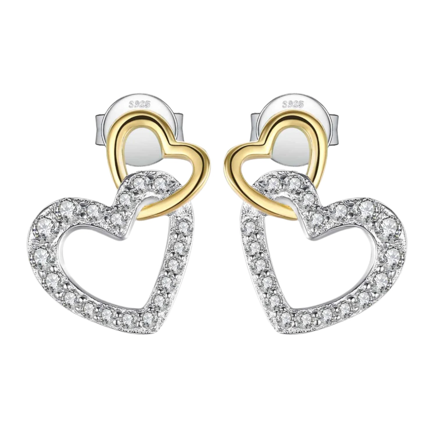 AVERLLA™ Love Heart Gold Cubic Zirconia Stud Earrings