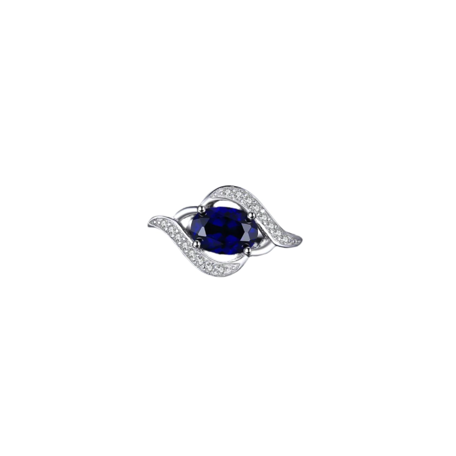 AVERLLA™ Blue Sapphire Halo Engagement Ring