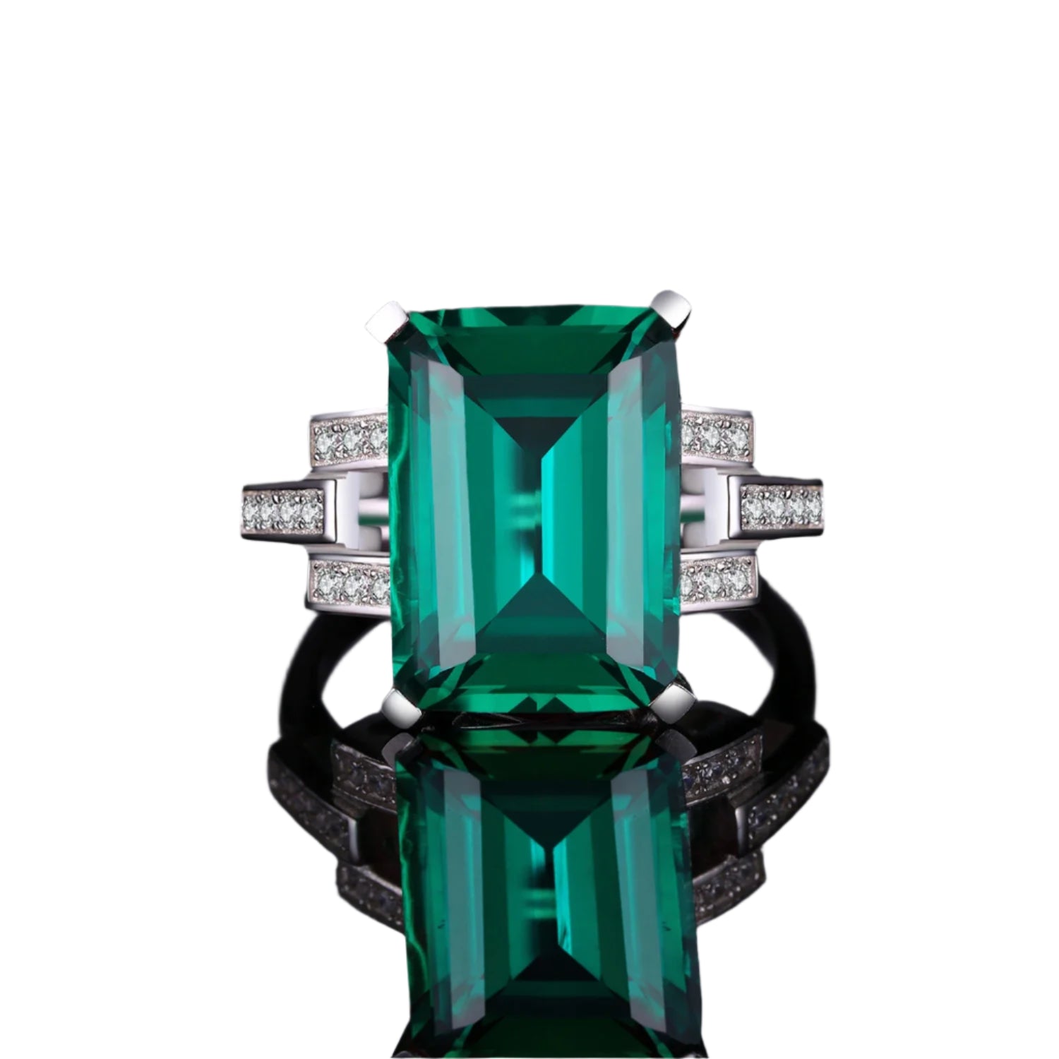 AVERLLA™ 5.9ct Green Nano Emerald Silver Ring