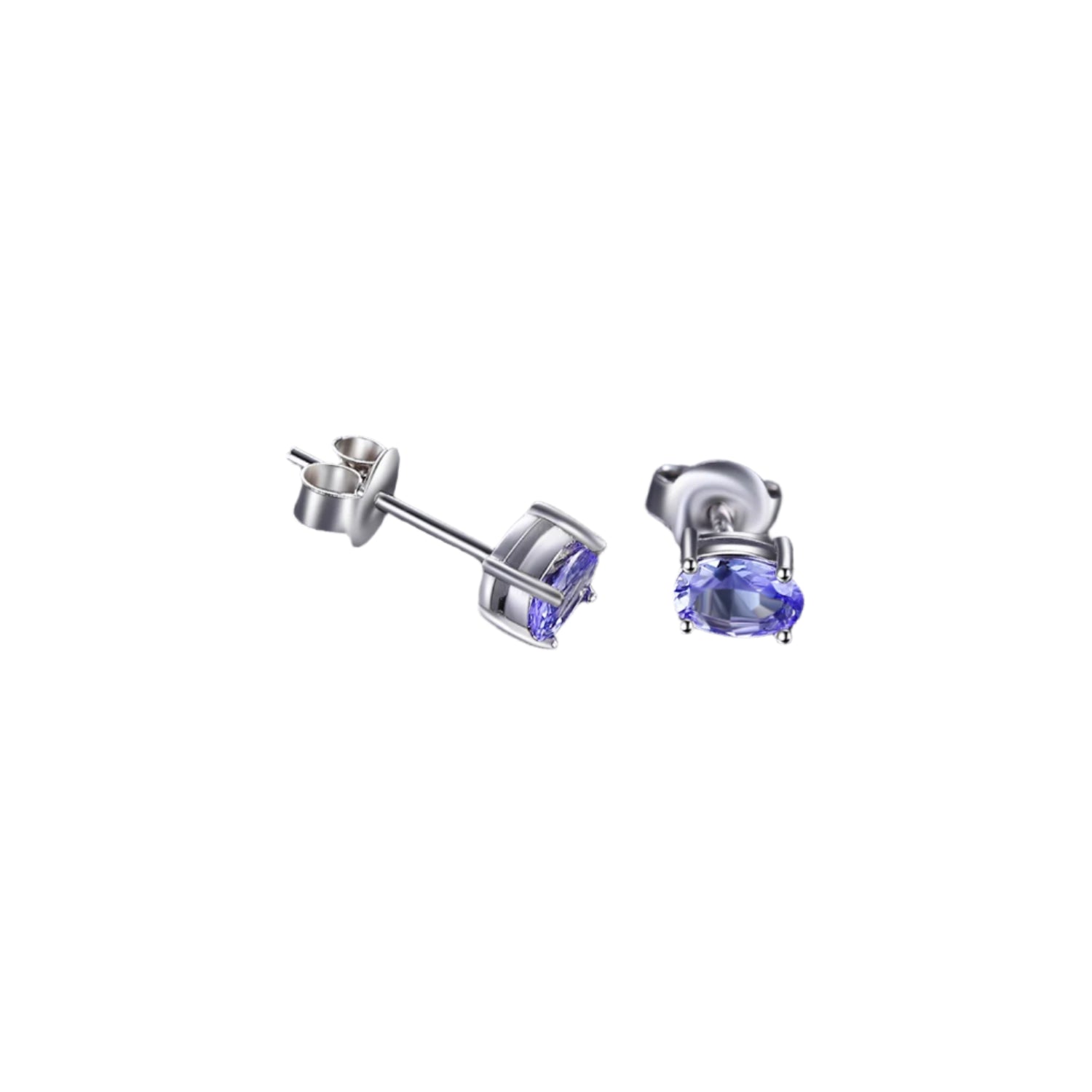 AVERLLA™ 1ct Oval Cut Tanzanite Silver Stud Earrings