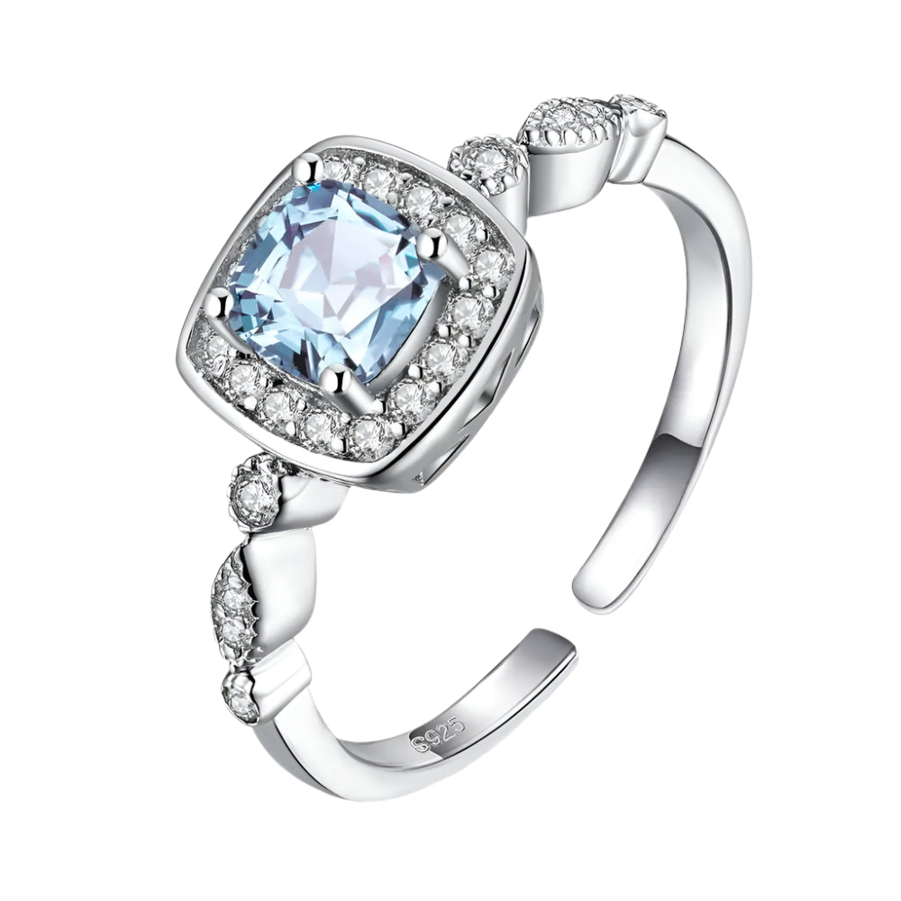 AVERLLA™ Blue Topaz Halo Engagement Ring