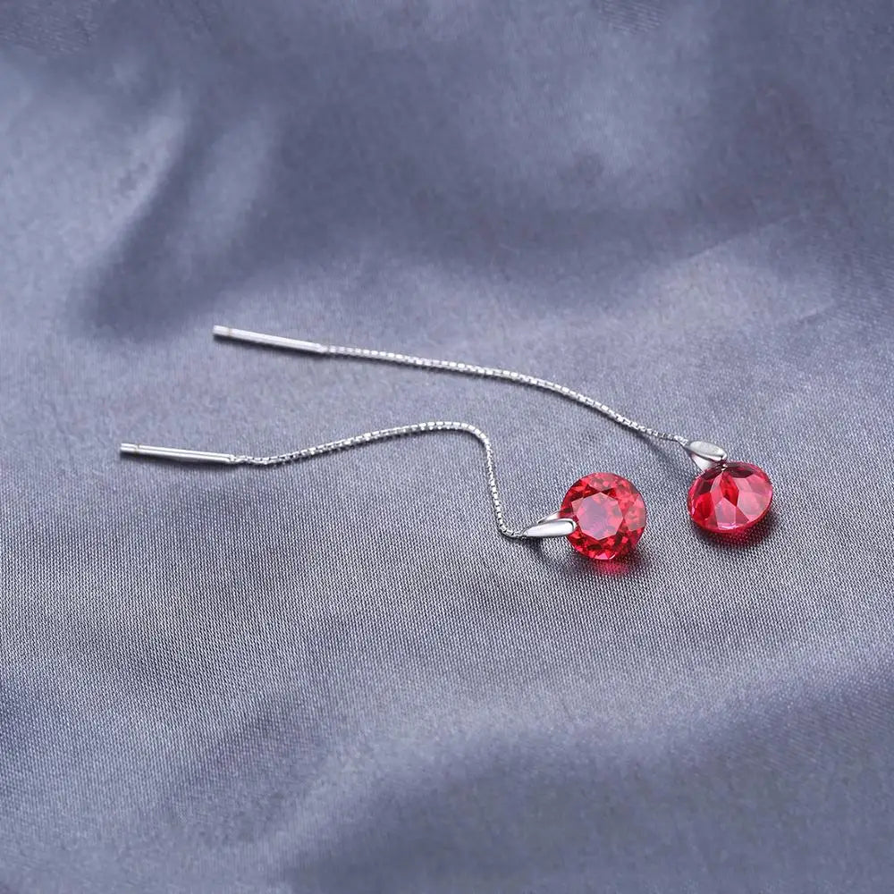 AVERLLA™ 5.5ct Created Ruby Silver Drop Earrings