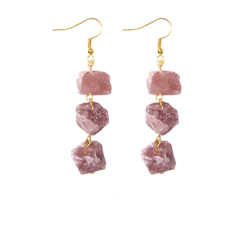 AVERLLA™ Natural Citrine, Pink & Green Quartz Healing Crystal Earrings