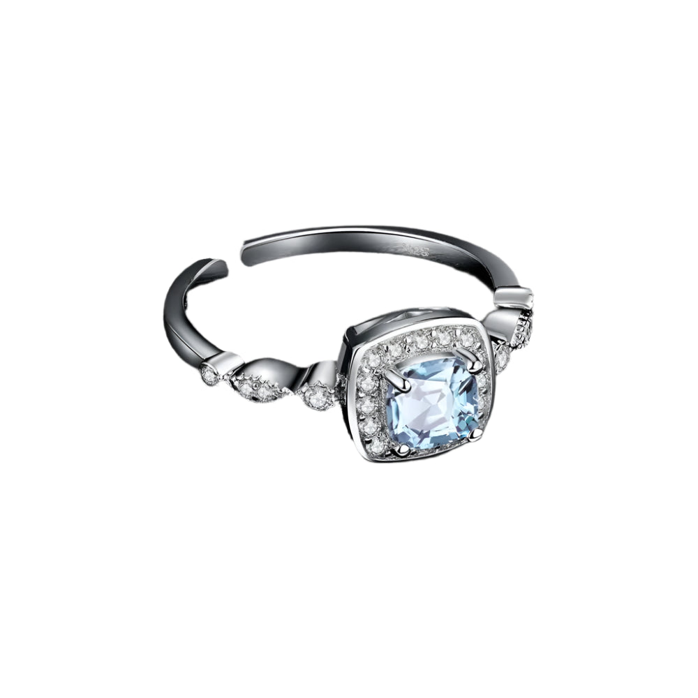 AVERLLA™ Blue Topaz Halo Engagement Ring