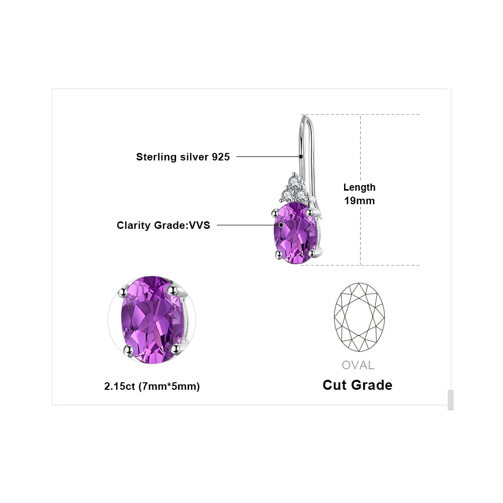 AVERLLA™ Elegant Oval Purple Created Alexandrite & Sapphire Drop Earrings