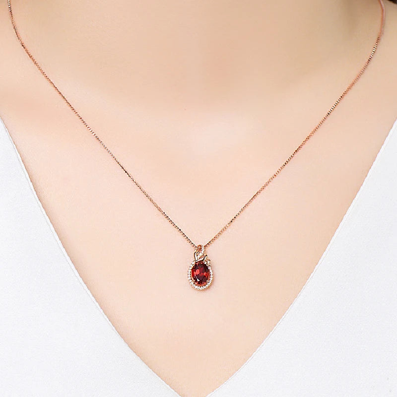 AVERLLA™ Vintage Ruby Zircon Pendant Necklace