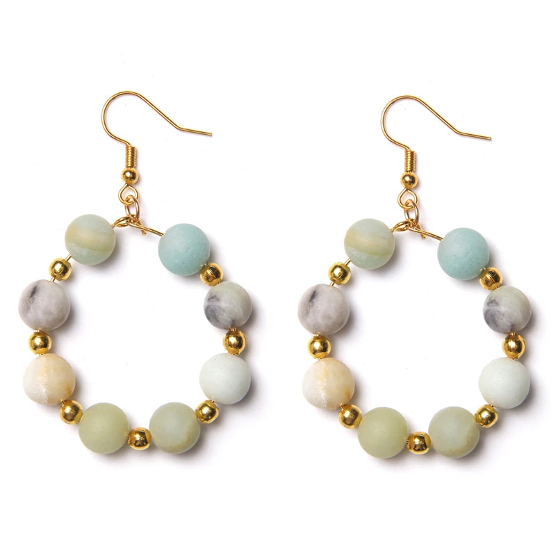 AVERLLA™ Natural Stone Beads Big Circle Drop Earrings