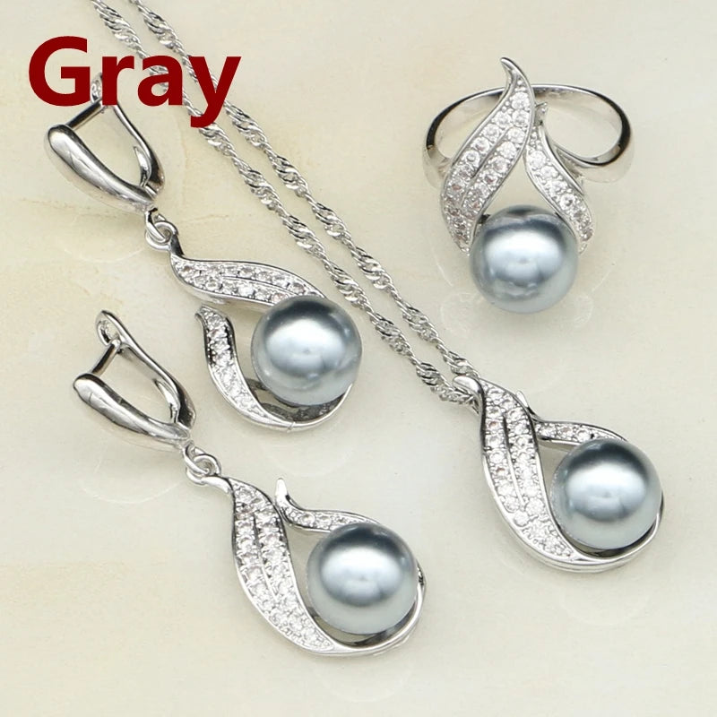 AVERLLA™ Gray Pearl Bridal Jewelry Set