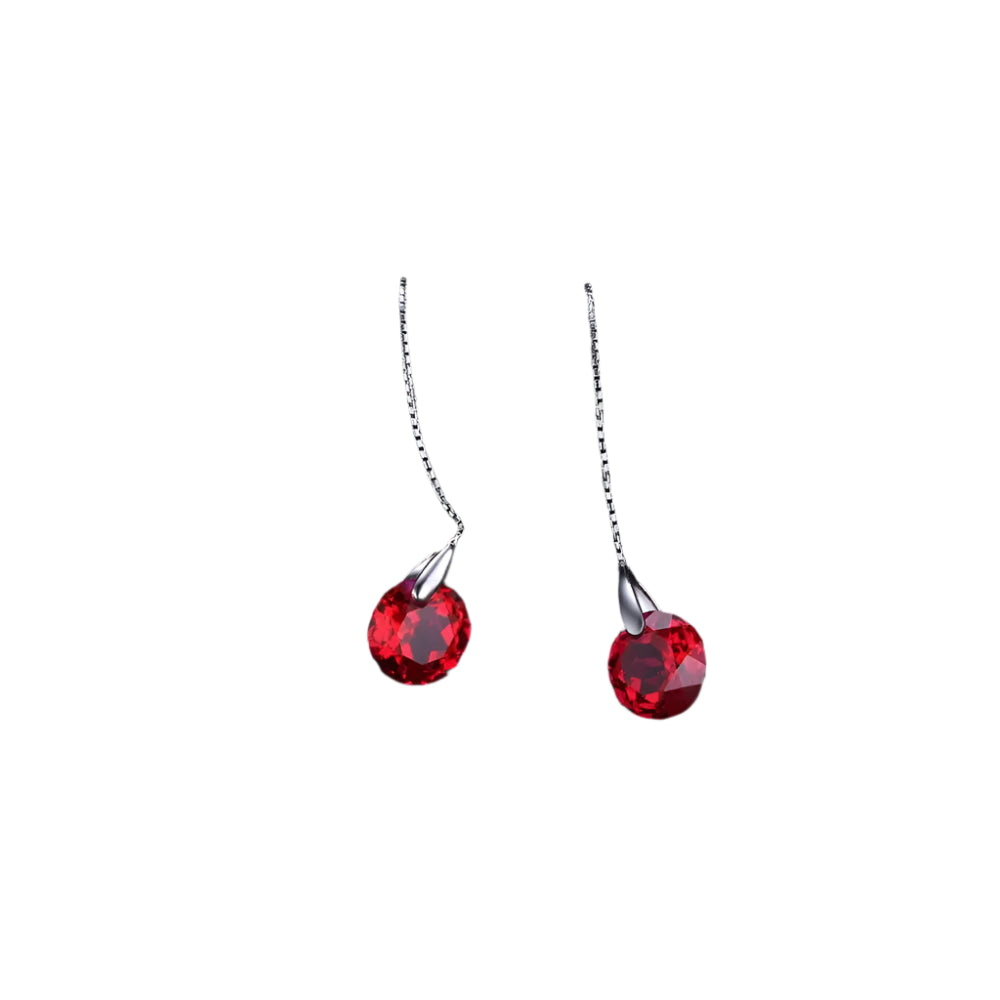 AVERLLA™ 5.5ct Created Ruby Silver Drop Earrings