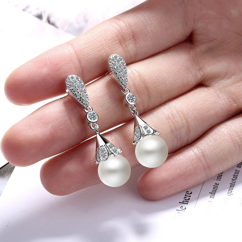 AVERLLA™ 925 Sterling Silver Natural Freshwater Pearl Drop Earrings