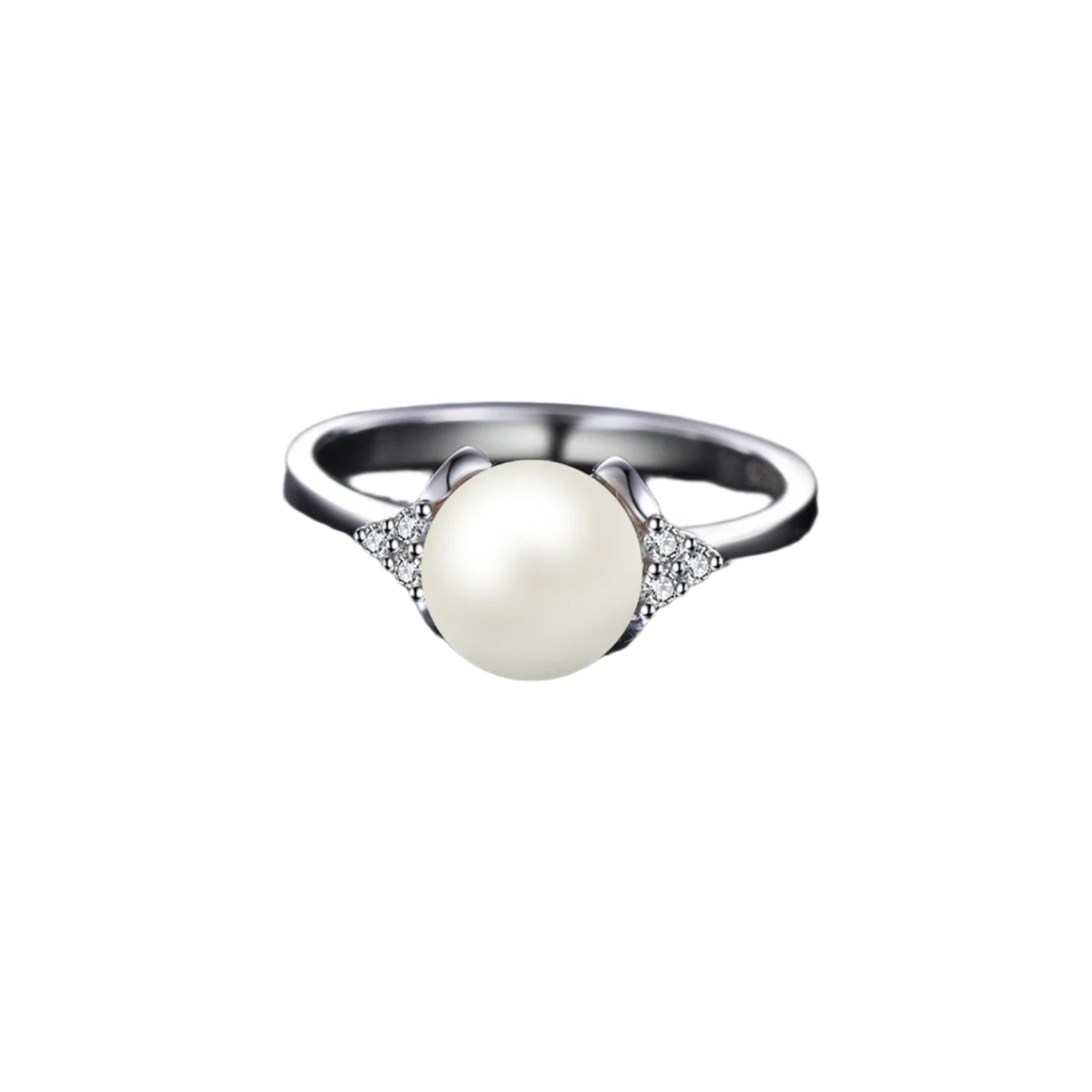 AVERLLA™ 8mm White Shell Pearl Silver Engagement Ring