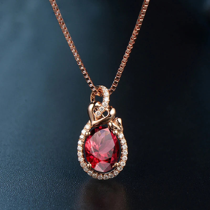 AVERLLA™ Vintage Ruby Zircon Pendant Necklace