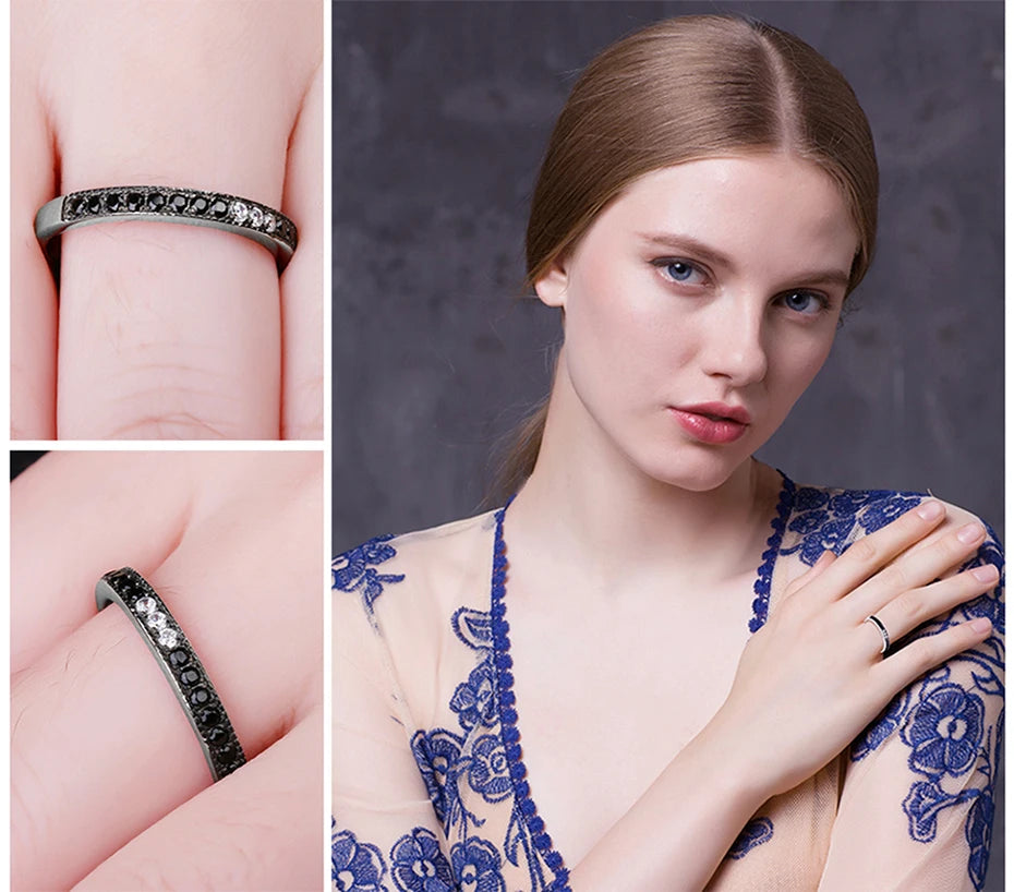 AVERLLA™ Black Spinel Stackable Wedding Ring