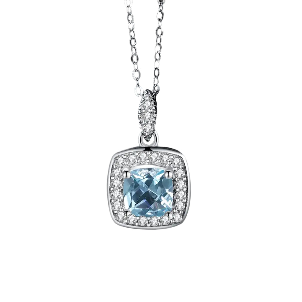 AVERLLA™ Sky Blue Topaz Halo Necklace