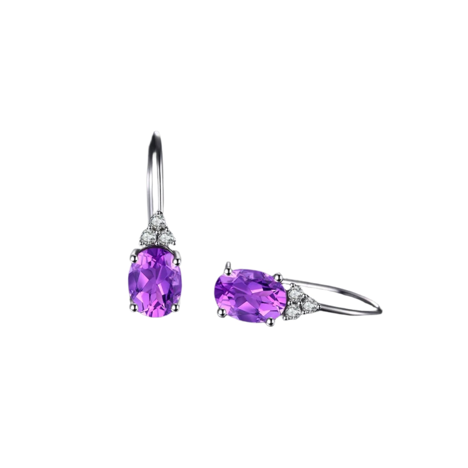 AVERLLA™ Elegant Oval Purple Created Alexandrite & Sapphire Drop Earrings