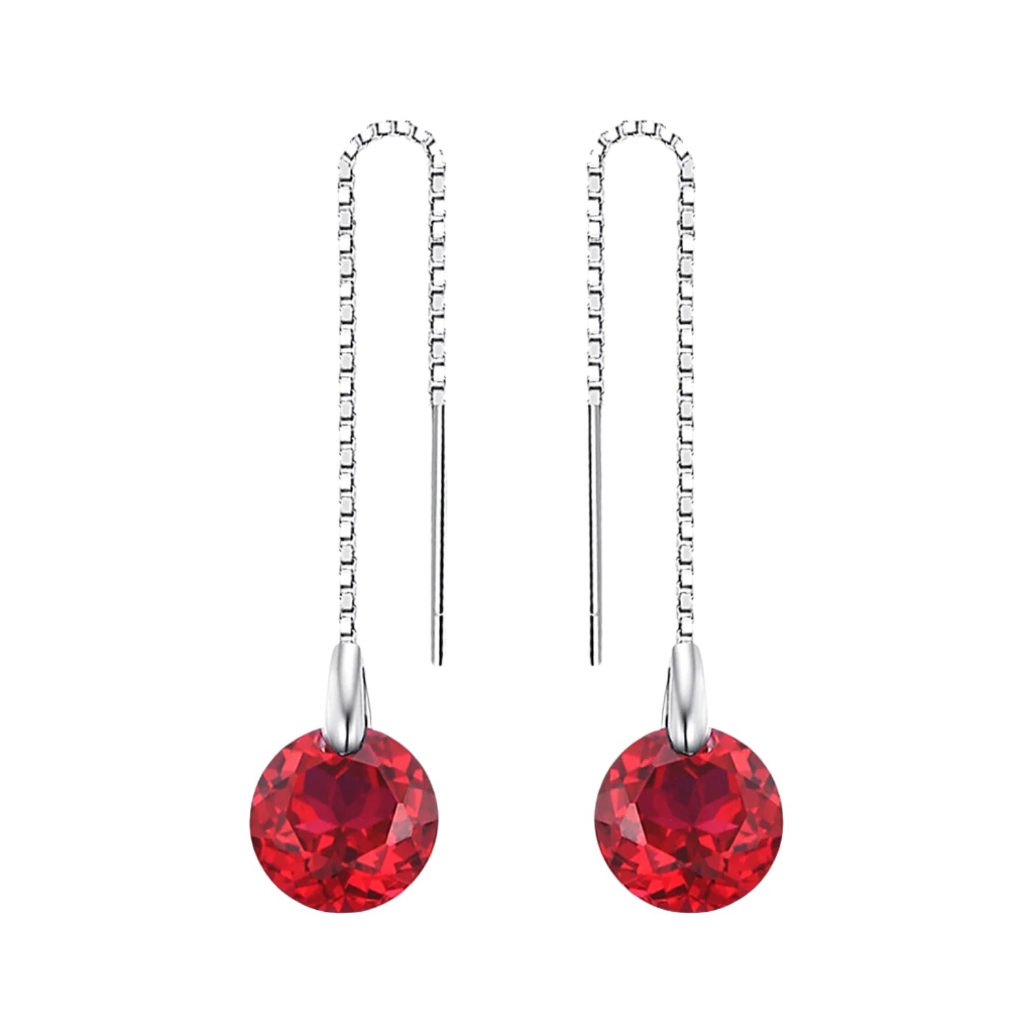 AVERLLA™ 5.5ct Created Ruby Silver Drop Earrings