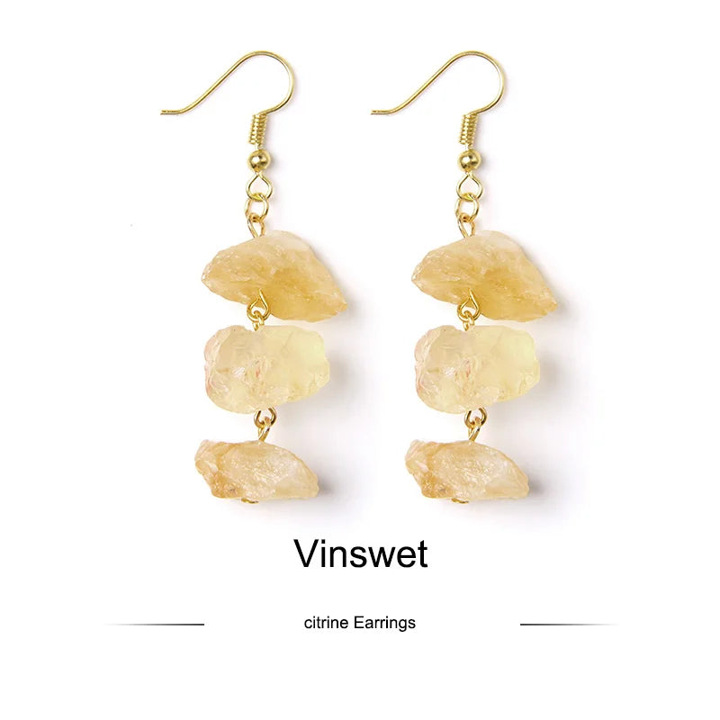 AVERLLA™ Natural Citrine, Pink & Green Quartz Healing Crystal Earrings