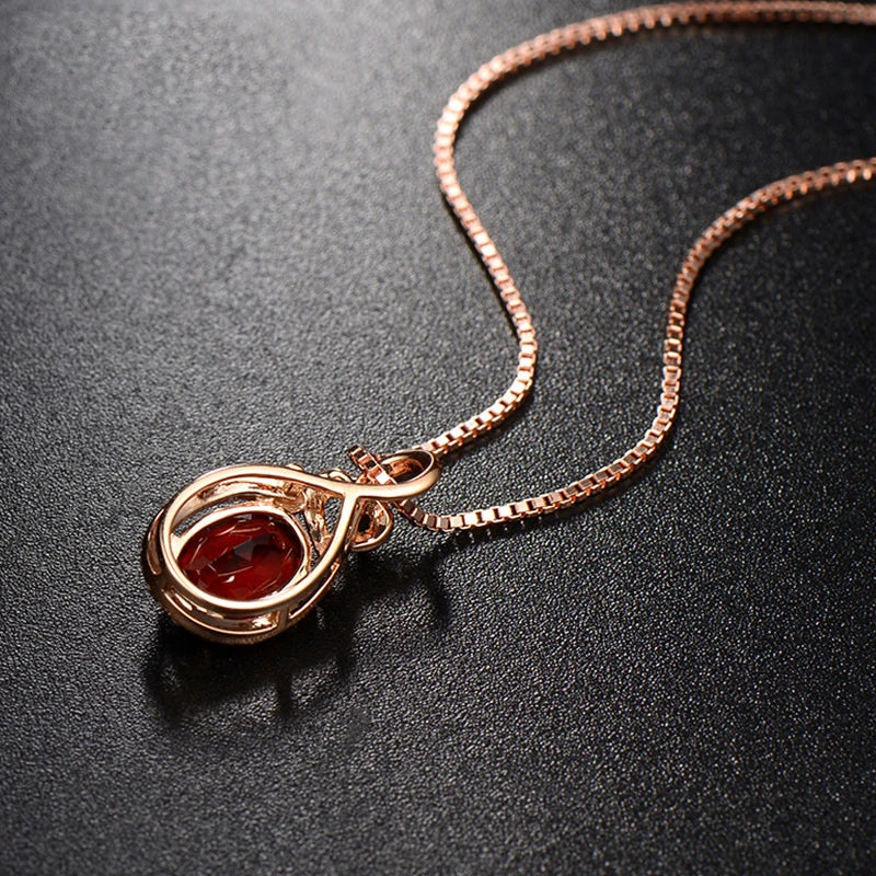 AVERLLA™ Vintage Ruby Zircon Pendant Necklace