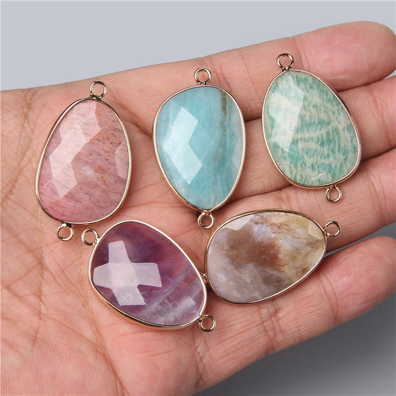 AVERLLA™ Double-Sided Faceted Natural Stone Slice Pendants – 22x38mm for DIY Jewelry (Copy)