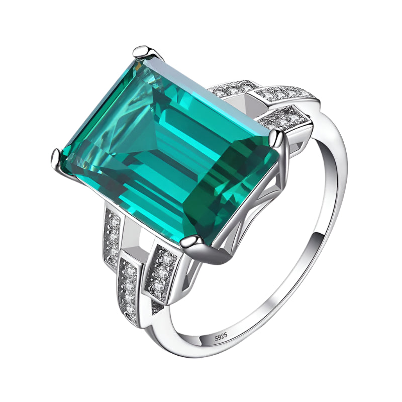 AVERLLA™ 5.9ct Green Nano Emerald Silver Ring