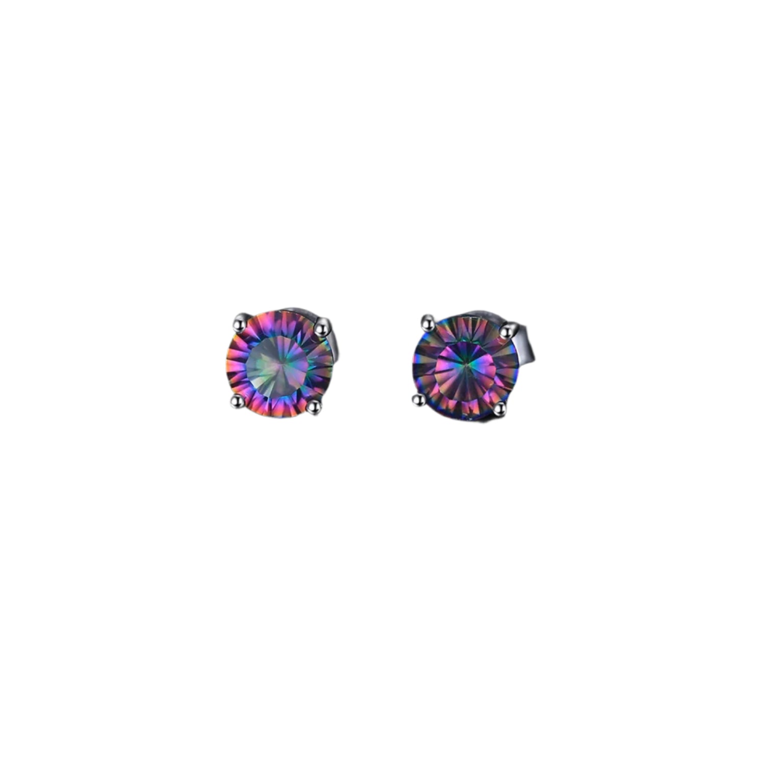 AVERLLA™ Radiant Rainbow Mystic Quartz Stud Earrings – 925 Sterling Silver Gemstone Jewelry