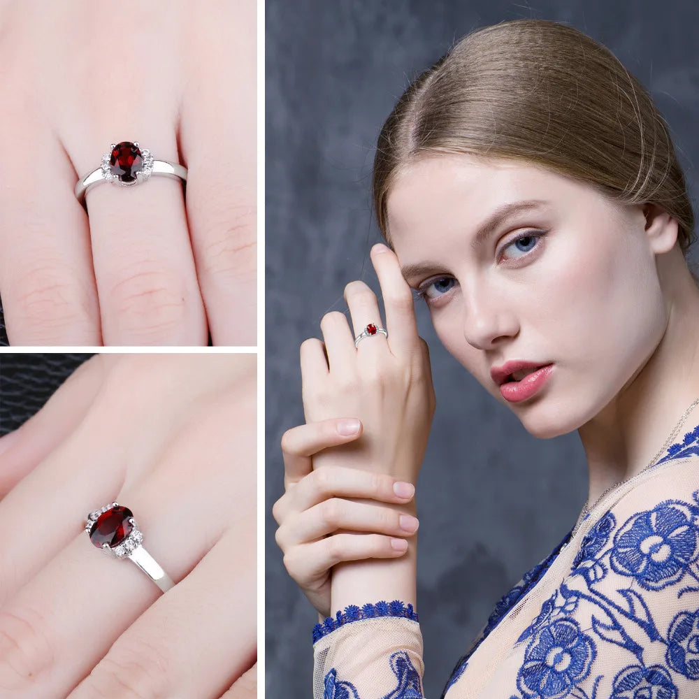 AVERLLA™ Elegant Oval Red Garnet Engagement Ring