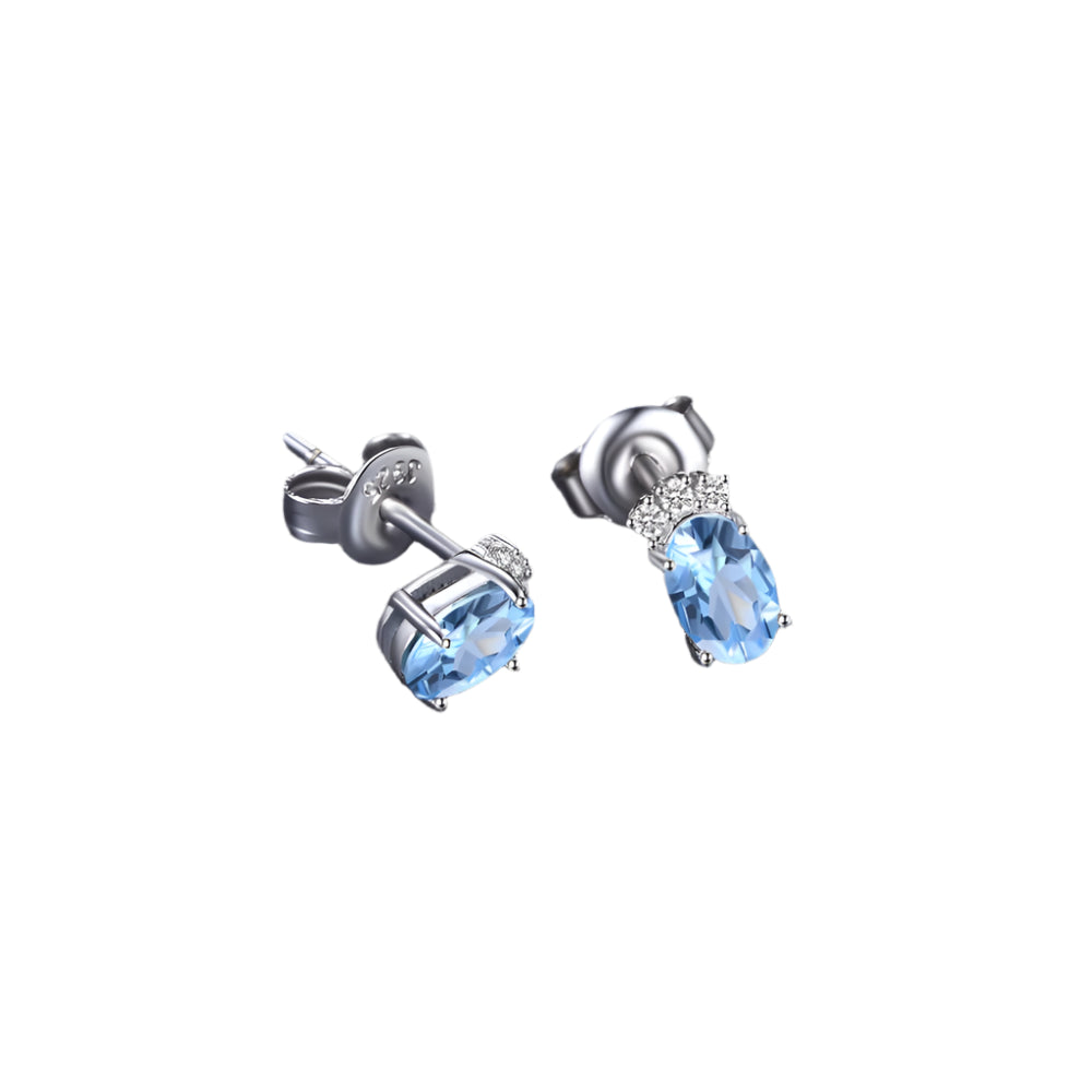 AVERLLA™ Crown Sky Blue Topaz Oval Stud Earrings