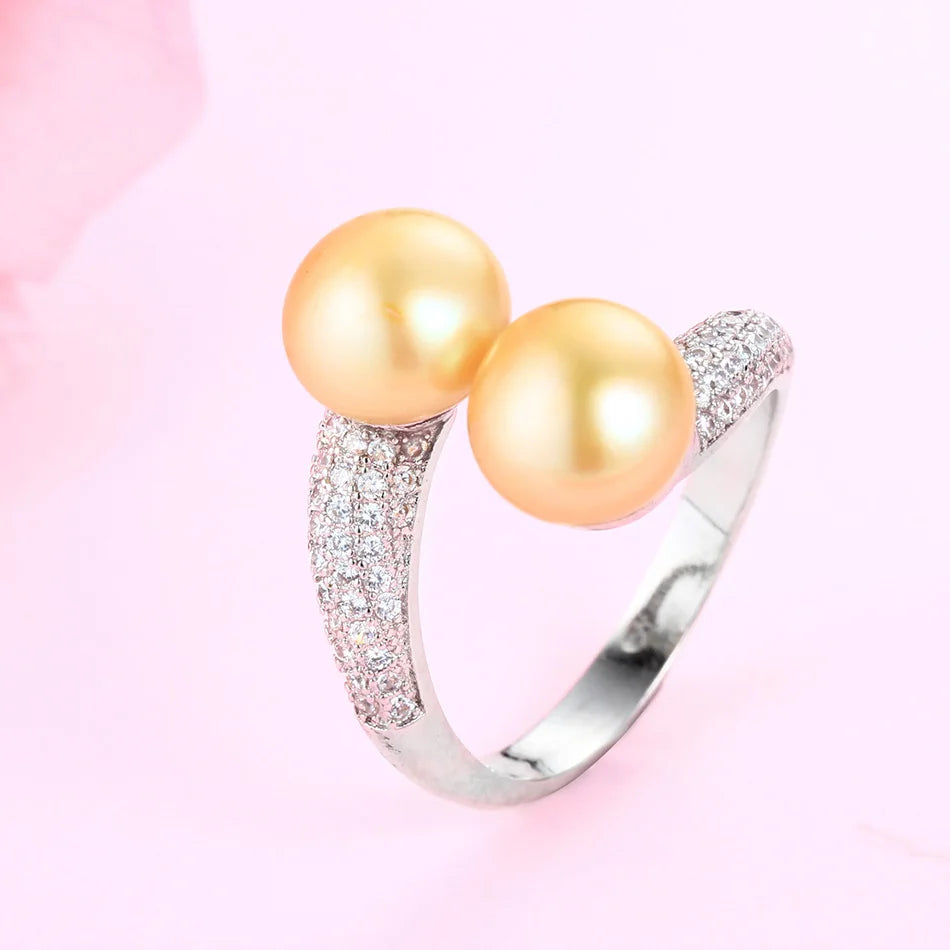 AVERLLA™ Double Pearl & Zircon Ring