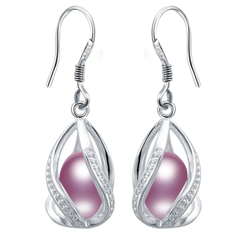 AVERLLA™ Elegant Freshwater Pearl Drop Earrings with 925 Sterling Silver Cage Design