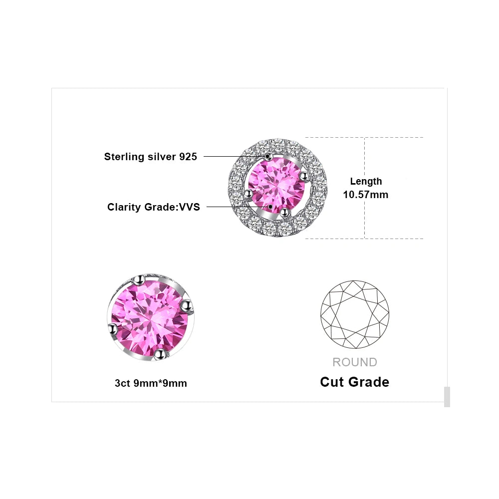 AVERLLA™ Radiant Created Pink Sapphire Stud Earrings – 1.3ct 925 Sterling Silver Gemstone Jewelry