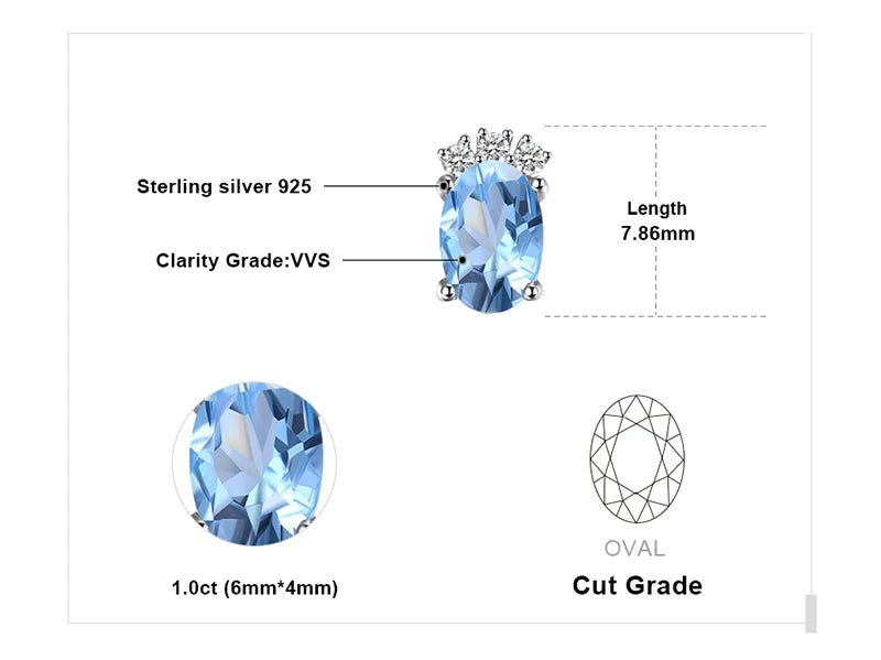 AVERLLA™ Crown Sky Blue Topaz Oval Stud Earrings