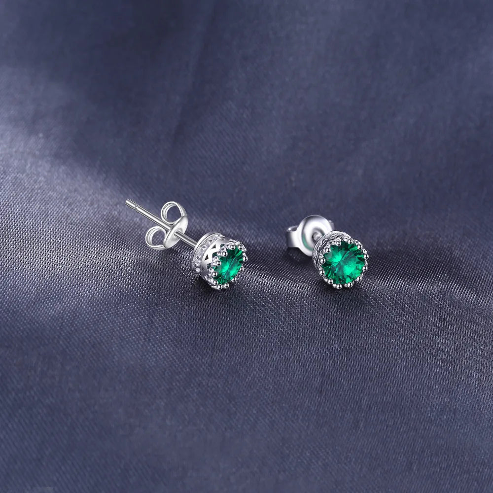 AVERLLA™ Radiant Green Nano Emerald Stud Earrings – 925 Sterling Silver Gemstone Jewelry