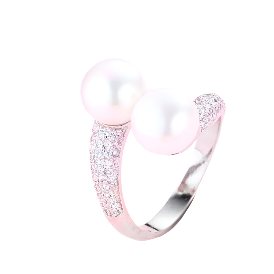 AVERLLA™ Double Pearl & Zircon Ring