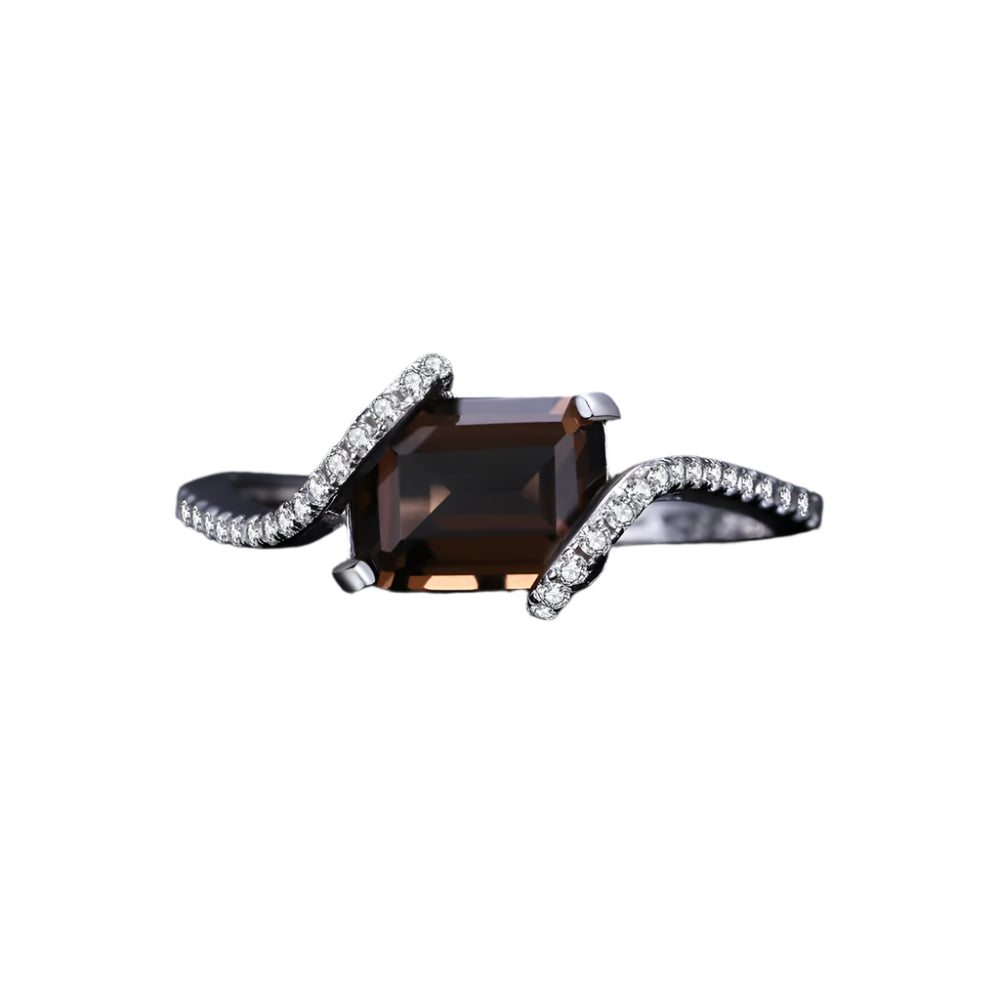 AVERLLA™ 1.7ct Emerald Cut Smoky Quartz Silver Ring