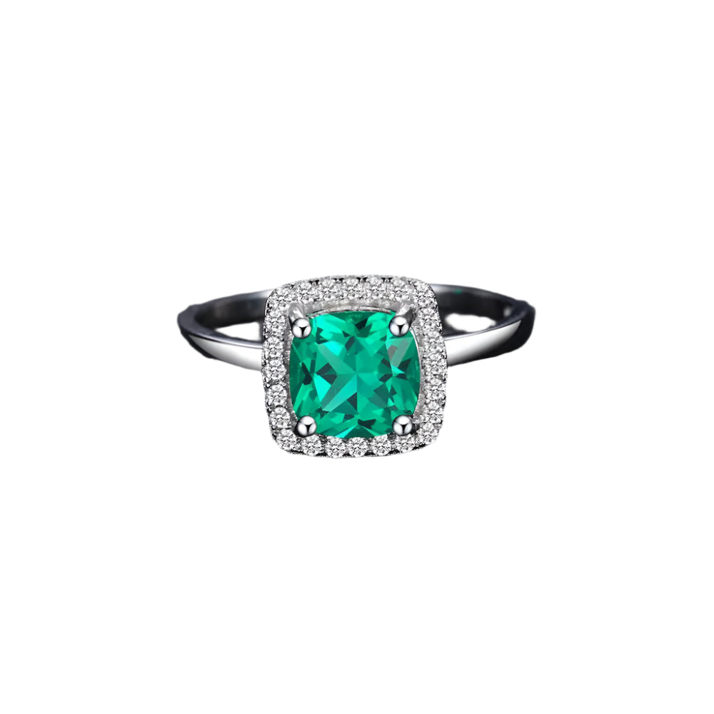 AVERLLA™ Emerald Halo Engagement Ring