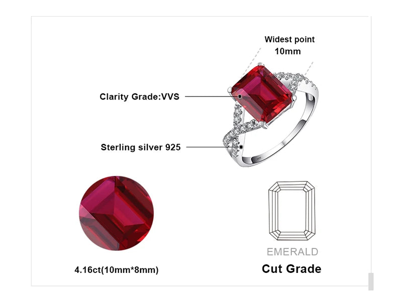 AVERLLA™ 4.1ct Created Red Ruby Silver Engagement Ring