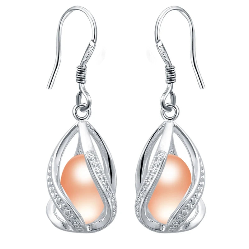 AVERLLA™ Elegant Freshwater Pearl Drop Earrings with 925 Sterling Silver Cage Design