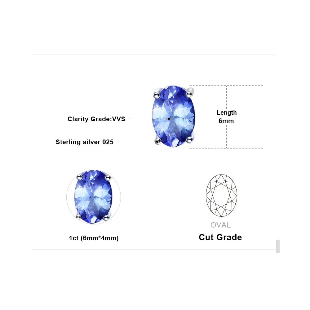 AVERLLA™ 1ct Oval Cut Tanzanite Silver Stud Earrings